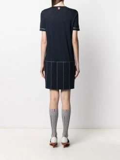 Thom Browne trompe l'oeil pleated stitch detail polo dress