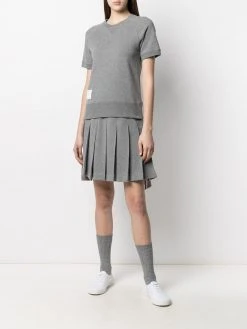 Thom Browne logo patch pleated short skirt