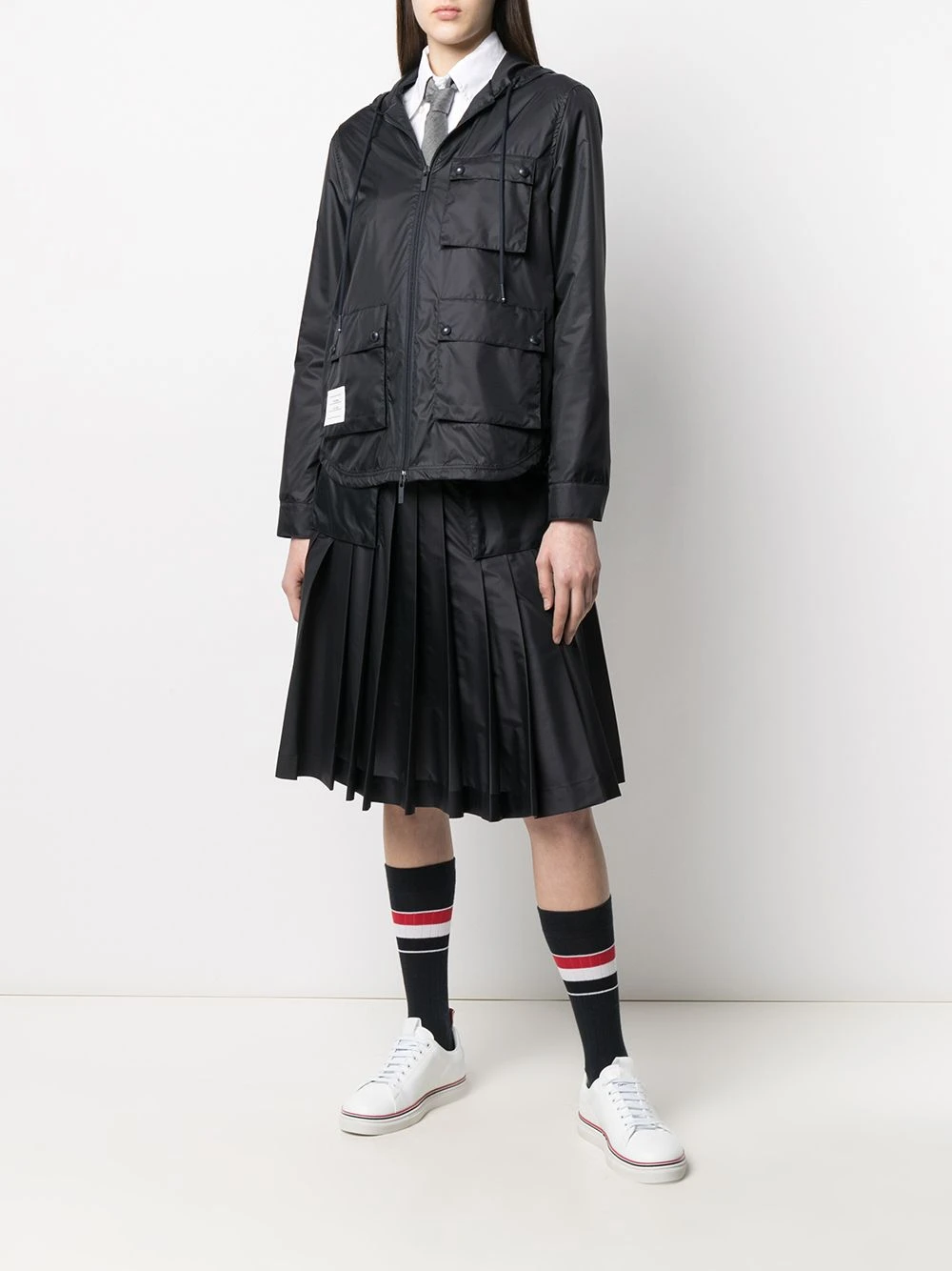 Wholesale π Thom Browne Zip up hooded jacket trench coats & raincoats of women β 2 Thom Browne zip-up hooded jacket