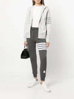 Thom Browne ZIP UP HOODIE IN CLASSIC LOOPBACK W/ TONAL 4 BAR
