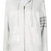 Thom Browne ZIP UP HOODIE IN CLASSIC LOOPBACK W/ TONAL 4 BAR