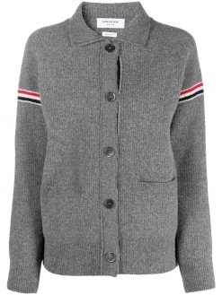 Thom Browne RWB-stripe waffle-stitch knitted jacket