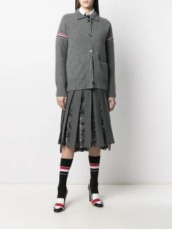 Thom Browne RWB-stripe waffle-stitch knitted jacket