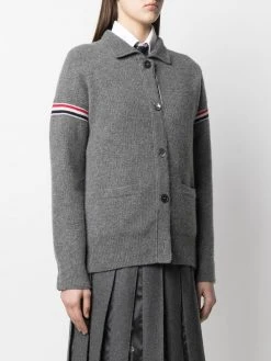 Thom Browne RWB-stripe waffle-stitch knitted jacket