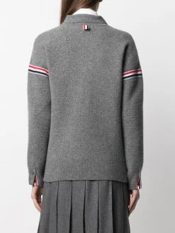 Thom Browne RWB-stripe waffle-stitch knitted jacket