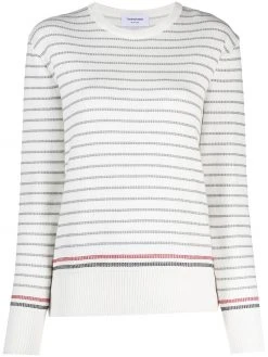 Thom Browne striped half Milano stitch crew neck jumper