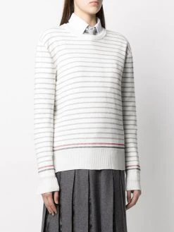New ⭐ Thom Browne Striped half Milano stitch crew neck jumper knitted sweaters of women ⭐ 7 Thom Browne striped half Milano stitch crew neck jumper