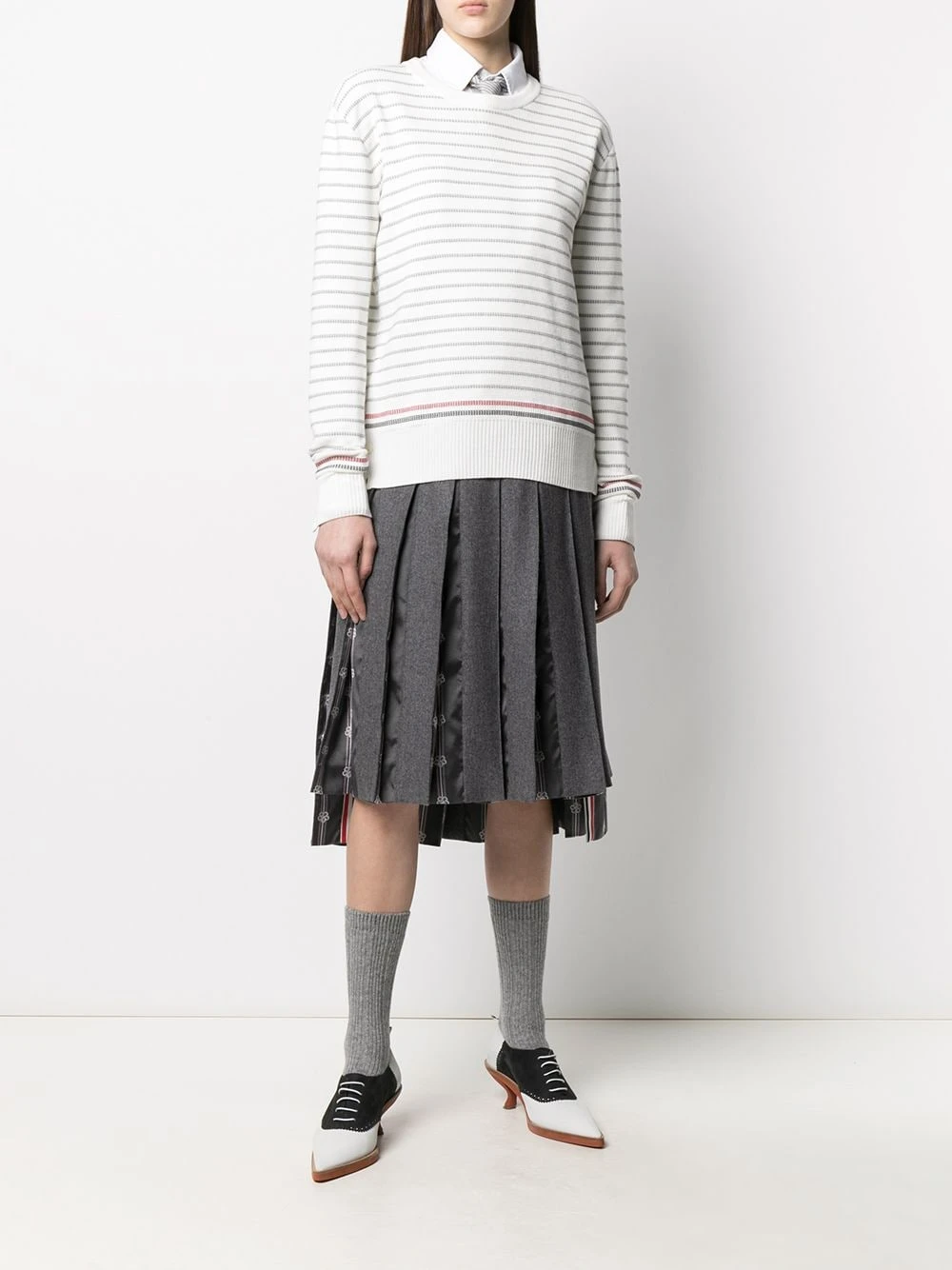 New ⭐ Thom Browne Striped half Milano stitch crew neck jumper knitted sweaters of women ⭐ 2 Thom Browne striped half Milano stitch crew neck jumper