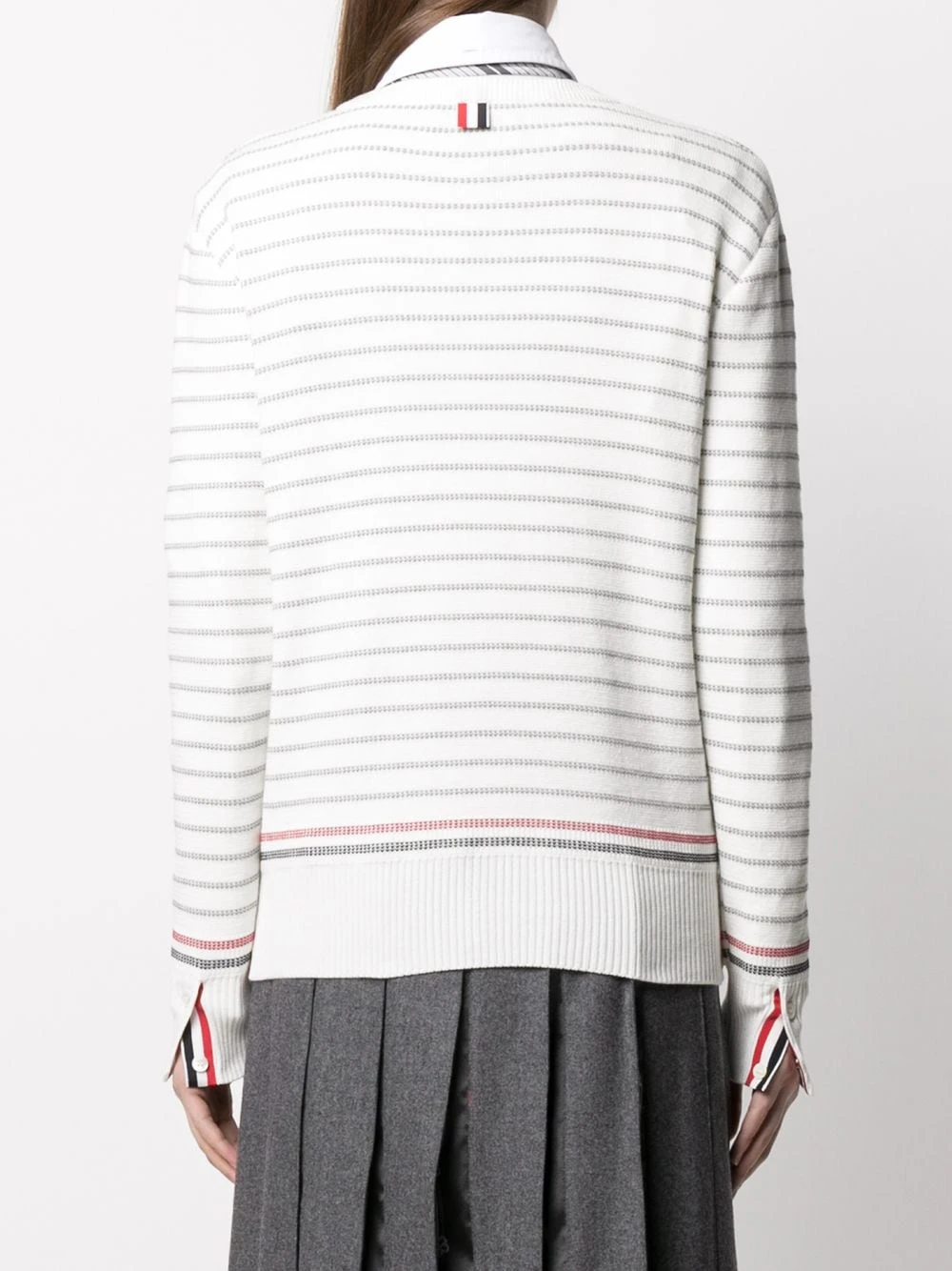New ⭐ Thom Browne Striped half Milano stitch crew neck jumper knitted sweaters of women ⭐ 4 Thom Browne striped half Milano stitch crew neck jumper
