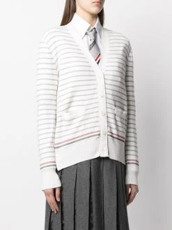 Thom Browne striped half Milano stitch V-neck cardigan