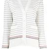Thom Browne striped half Milano stitch V-neck cardigan