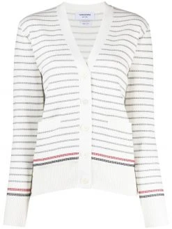 Thom Browne striped half Milano stitch V-neck cardigan