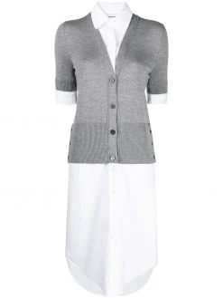 Thom Browne short-sleeve V-neck cardigan shirtdress