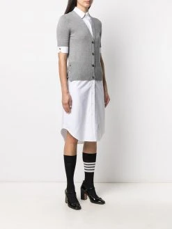 Hot Sale π Thom Browne Short sleeve V neck cardigan shirtdress day dresses of women 𧨠9 Thom Browne short-sleeve V-neck cardigan shirtdress