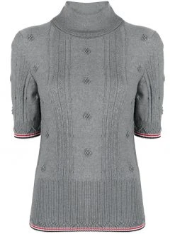 Thom Browne RWB stripe short-sleeved roll neck jumper