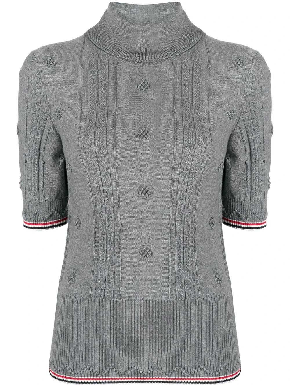 Hot Sale β¨ Thom Browne RWB stripe short sleeved roll neck jumper knitted sweaters of women π₯ 1 Thom Browne RWB stripe short-sleeved roll neck jumper
