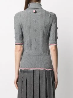 Hot Sale β¨ Thom Browne RWB stripe short sleeved roll neck jumper knitted sweaters of women π₯ 8 Thom Browne RWB stripe short-sleeved roll neck jumper