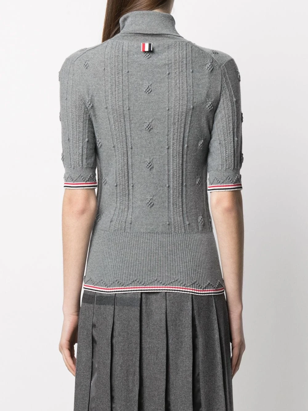 Hot Sale β¨ Thom Browne RWB stripe short sleeved roll neck jumper knitted sweaters of women π₯ 4 Thom Browne RWB stripe short-sleeved roll neck jumper