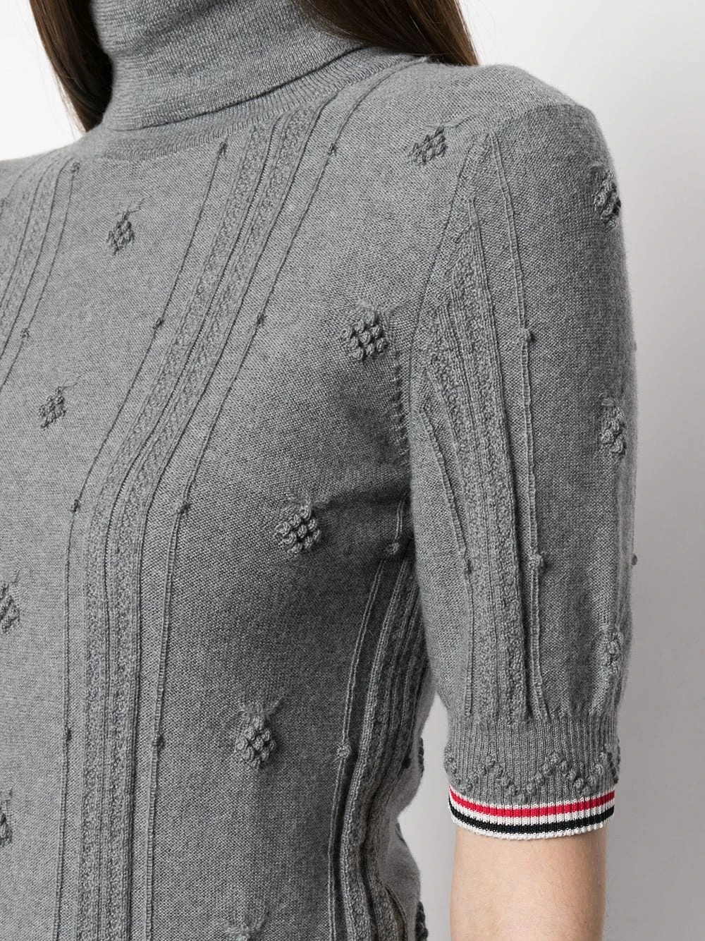 Hot Sale β¨ Thom Browne RWB stripe short sleeved roll neck jumper knitted sweaters of women π₯ 5 Thom Browne RWB stripe short-sleeved roll neck jumper
