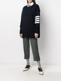 Thom Browne exaggerated fit crew neck 4-Bar jumper