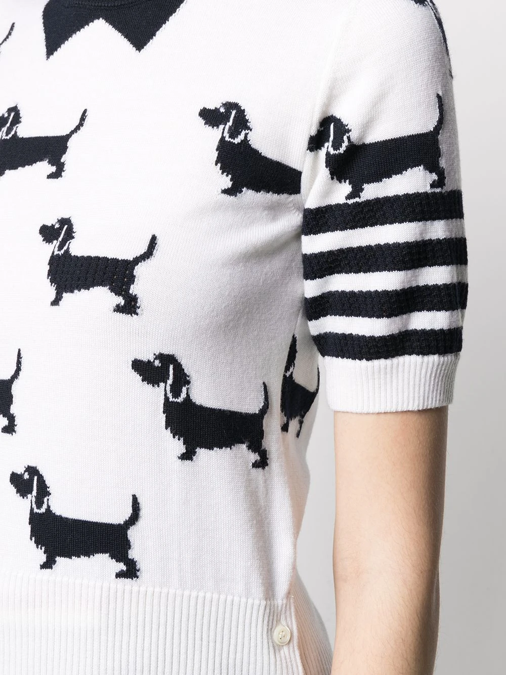 Cheap π Thom Browne Hector intarsia knit top knitted tops of women 𧨠5 Thom Browne Hector intarsia-knit top