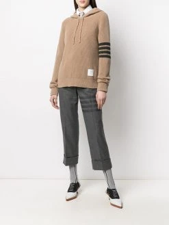 Thom Browne 4-Bar garment dye half cardigan stitch hoodie