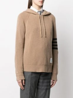 Thom Browne 4-Bar garment dye half cardigan stitch hoodie