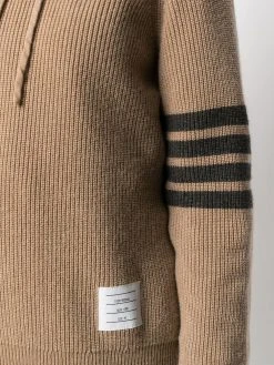 Thom Browne 4-Bar garment dye half cardigan stitch hoodie