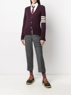 Thom Browne 4-Bar jersey stitch classic V-neck cardigan