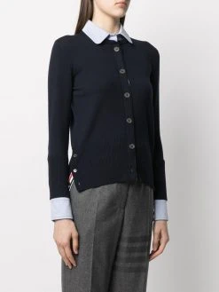 Cheapest π― Thom Browne Crew neck cardigan shirt combo cardigans of women π 7 Thom Browne crew neck cardigan-shirt combo