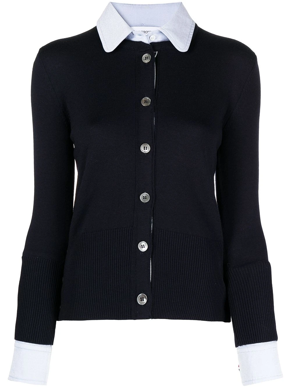 Cheapest π― Thom Browne Crew neck cardigan shirt combo cardigans of women π 1 Thom Browne crew neck cardigan-shirt combo