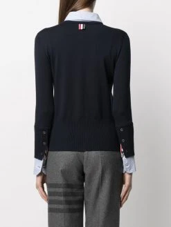 Cheapest π― Thom Browne Crew neck cardigan shirt combo cardigans of women π 8 Thom Browne crew neck cardigan-shirt combo