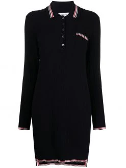 Thom Browne RWB stripe textured stitch polo dress
