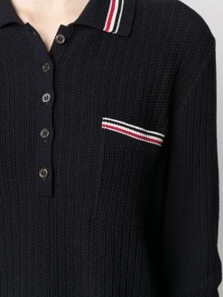 Thom Browne RWB stripe textured stitch polo dress