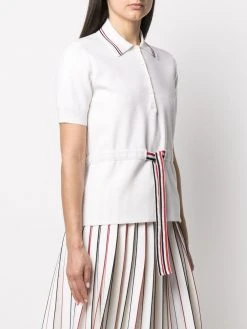 Thom Browne RWB-belt oversized polo shirt