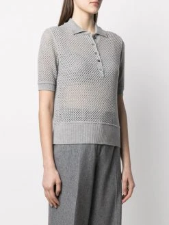 Thom Browne mesh cashmere polo shirt