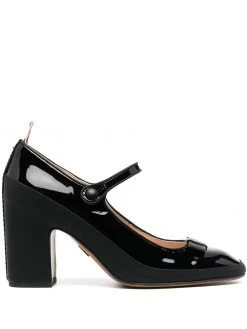 Thom Browne patent leather mary-jane pumps with bow detail