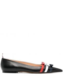 Thom Browne pointed ballerina pumps with bow detail