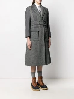 Thom Browne Norfolk open-pleat back overcoat