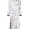 Thom Browne animal print pleated shirt dress