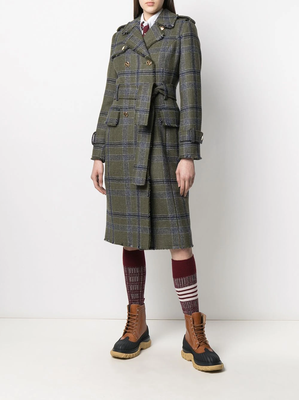Deals ❤️ Thom Browne Madras check trench coat trench coats & raincoats of women 🥰 2 Thom Browne madras-check trench coat