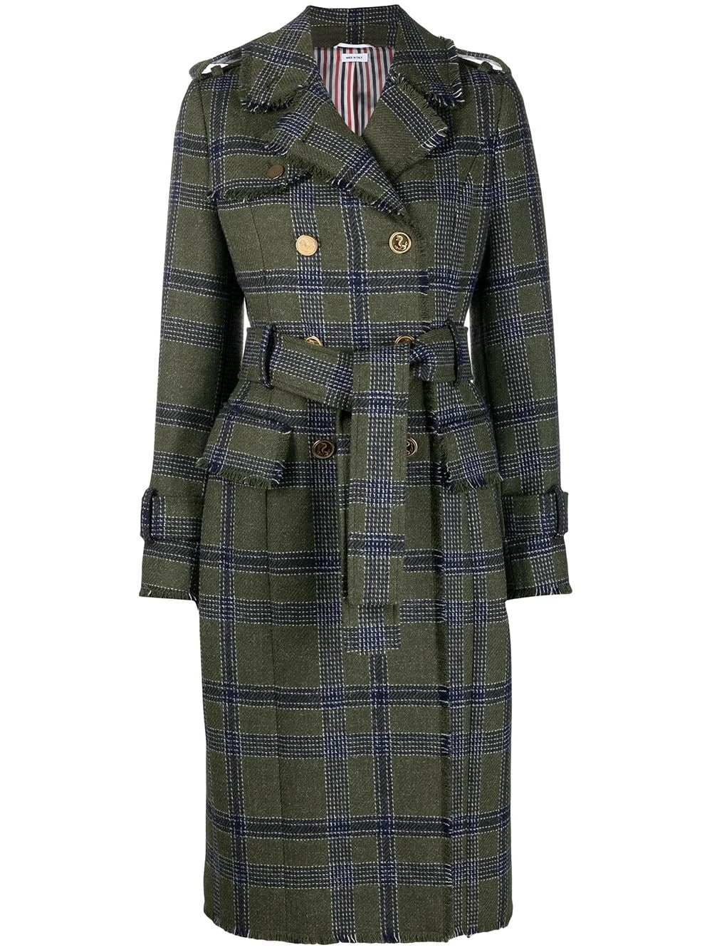 Deals ❤️ Thom Browne Madras check trench coat trench coats & raincoats of women 🥰 1 Thom Browne madras-check trench coat