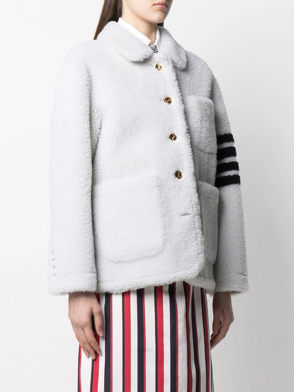 Best deal ⭐ Thom Browne 4 Bar shearling jacket faux fur & shearling jackets of women ⭐ 3 Thom Browne 4-Bar shearling jacket