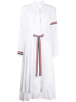 Thom Browne 2-in-1 Norfolk pleated shirtdress
