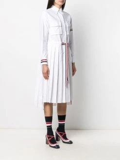 Thom Browne 2-in-1 Norfolk pleated shirtdress