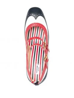 Wholesale β¨ Thom Browne Trim colour cross strap detail brogued mary jane pumps of women π 7 Thom Browne trim-colour cross-strap detail brogued mary-jane pumps