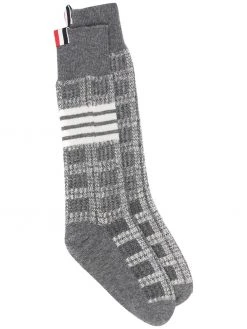 Thom Browne signature-stripe mid-calf checked socks