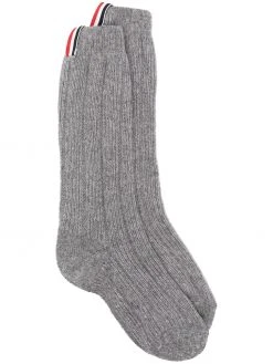 Thom Browne lambs wool-cashmere blend ribbed mid-calf socks