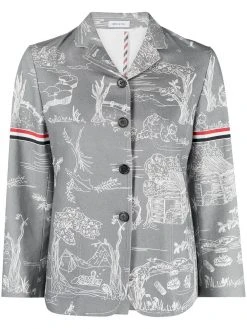 Thom Browne mix-print cotton blazer