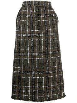 Thom Browne tartan check tweed sack skirt